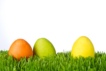 Image showing easter eggs in grass