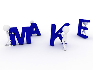 Image showing 3D humans forming blue make word, 3d render