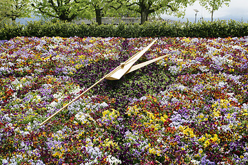 Image showing famous flower clock, landmark of Geneva, Switzerland 