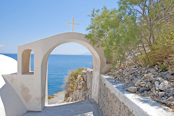 Image showing Aegean through Archway