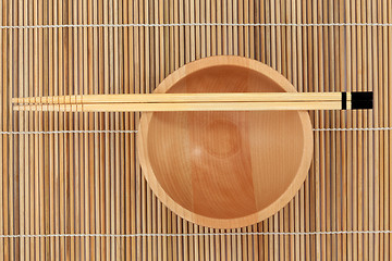 Image showing Chopsticks and Bowl