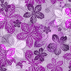 Image showing Seamless floral gray pattern