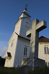 Image showing A church and a cross