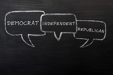 Image showing Speech bubbles for democrat,independent and republican