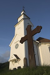 Image showing A church and a cross