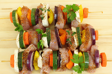 Image showing Grill skewer preparation