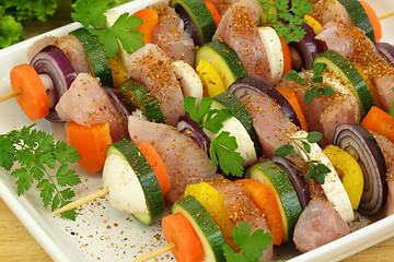 Image showing Grill skewer preparation