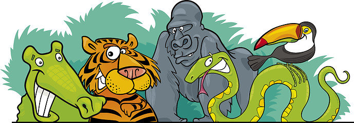 Image showing Cartoon Jungle wild animals design