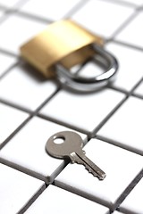 Image showing padlock with key