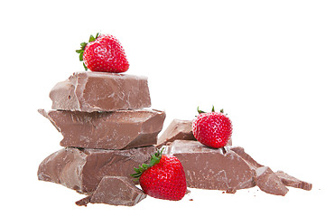 Image showing Chunk Chocolate With Strawberries