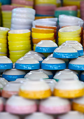 Image showing Ceramic color dishes on market