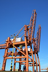 Image showing Cranes in harbour