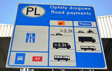 Image showing Sign informing about road payments