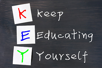 Image showing Acronym of Key for Keep Educating Yourself