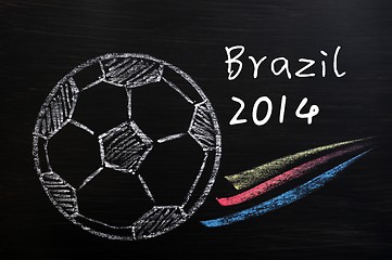 Image showing Chalk drawing of Football World Cup Brazil 2014