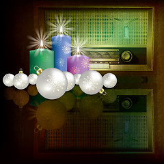 Image showing abstract christmas background with retro radio