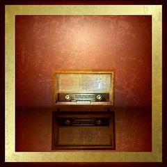 Image showing abstract grunge background with retro radio