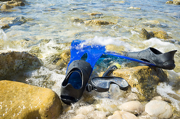 Image showing Snorkeling equipment ashore