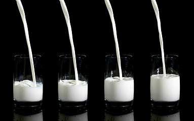 Image showing Collage of Pouring Milk in Glass