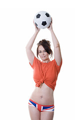 Image showing woman holding soccer ball