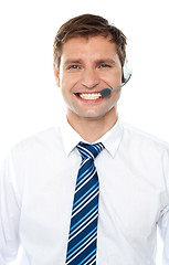 Image showing Handsome help desk male executive