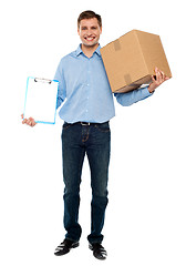 Image showing Accept carton please. Courier service