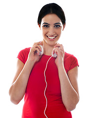 Image showing Fashionable girl with headphones