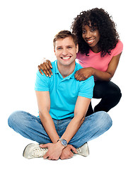 Image showing Love couple sitting on floor