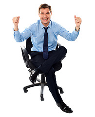 Image showing Excited successful corporate male