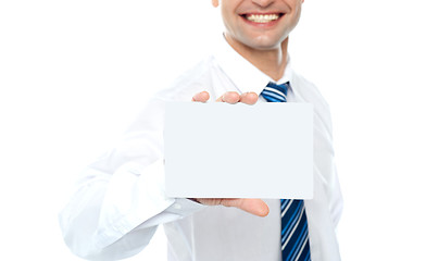 Image showing Cropped image of man showing business card