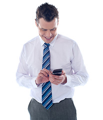 Image showing Business executive reading text message