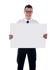 Image showing Representative holding blank signboard