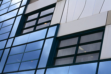 Image showing Blue corporate windows wall