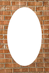 Image showing Red brick wall and isolated oval in center 