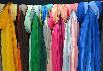 Image showing Multi color headscarves fichu silk scarves sold 