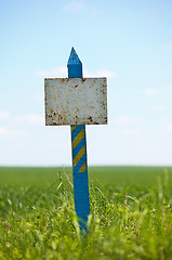 Image showing Weathered plaque on a grassy land plot