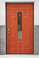 Image showing Brown front door - entrance to the building