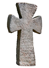 Image showing Ancient medieval Slavic stone cross