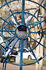 Image showing closeup of little girl on outdoor playground