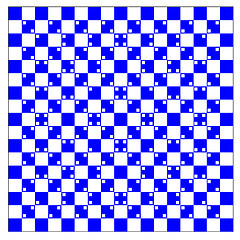 Image showing illusion of volume in blue and white squares