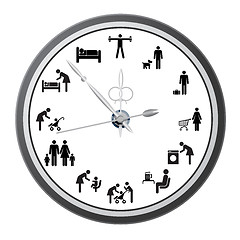 Image showing Clock of icons of people.