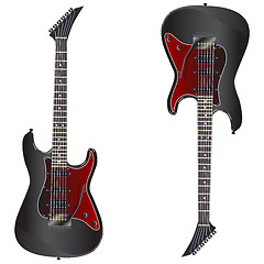 Image showing Black electric guitar 