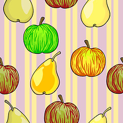 Image showing Seamless fruit pattern apples and pears  