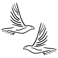 Image showing Set of white vector doves.