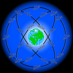 Image showing  space satellites in eccentric orbits around the Earth.