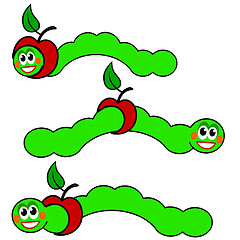 Image showing apple and Worm caterpillars , vector