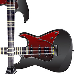 Image showing Black electric guitar