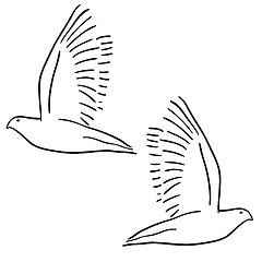 Image showing Concept of love or peace. Set of white vector doves.
