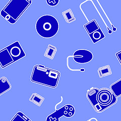 Image showing Seamless background Icon  with  electronic gadgets. 