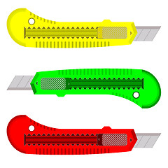 Image showing Plastic knives for the paper on a white background.